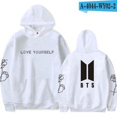 Youngate Kpop BTS Love Yourself Hoodies Front Zipper Fleece Sweatshirts Jackets