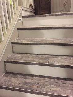 Building A New Home Tile Flooring Countertops And Color Made Wood Tile On Stairs Up To Room