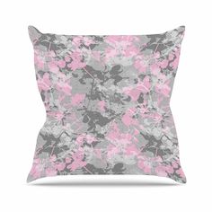 Pink Abstract 23 x 23 Square Floor Pillow Light Kess InHouse AlyZen Moonshadow Silhouette