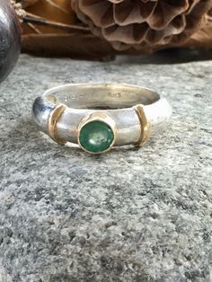 Gift For Girls Handmade Jewelry Green Dyed Emerald Sterling Silver Overlay Ring Size 6 US