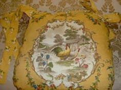 Yellow French Country Rooster Chair Cushion Pad French Country Rooster Chair Cushion Pad, Rooster Dining Chair Cushions