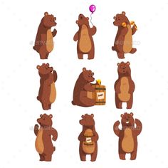 cartoon bear vector set illustrations in 2018 pinterest