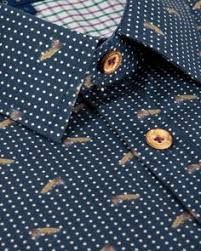 Boss Hugo Boss Black Label Dark Grey Mark US Geo Print Sharp Fit Dress Shirt