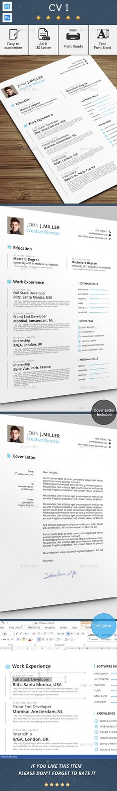 Clean Resume \ Cover Letter With MS Word Resume cover letters - clean resume templates Clean Resume \ Cover Letter With MS Word Resume cover letters - clean resume templates