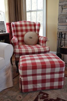 Red And White Checkered Loveseat Sofa Yahoo Image Search Results The Thrifty Gypsy Home Tour Part 6 7 Kitchen And Keeping Room Gingham Decpsy Homered