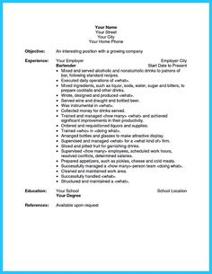 bartender resumes templates