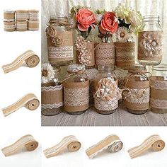 Rouleau de 2 M Mariage Home À faire soi-même Craft toile de jute ruban dentelle blanche décoré largeur 5 cm
