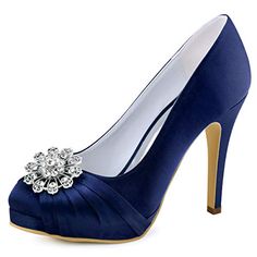 Elegantpark EP11085-PF Femme Bout Ronde Plate-Forme De Haut Talon Zip Bretelles en Satin Chaussures De Mariage