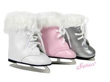 Classic Doll New 2-1//2/" White Leather Skating Boots Fit Most 20/" 24/" Dolls