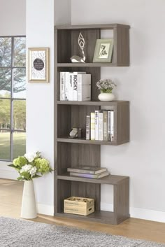 Coaster 800552 Weathered Gray Bookcase Wall Shelves Design, Bookshelf Design, Bookshelves Diy, Office Bookcase, Bookcases, Bedroom Bookcase Ideas, Modern Bookcase Design, Diy Shelving, Contemporary Bookcase