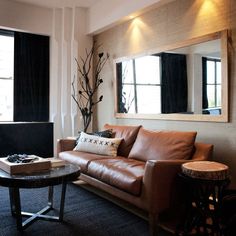 13 Best Large Mirror Over The Couch Images Sala De Estar Espejo Image Result For Cognac Color Couch With Navy Accents