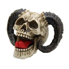 Horned Red Demon Winged Head Sculpture Halloween Horror Decor Skull Hell Born