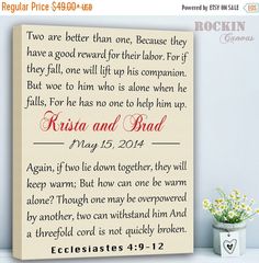 Cord Of Three Strands Print Ecclesiastes 4 9 12 Our Products Custom Verse Ecclesiastes 4 9 12 Wedding Lyrics Personalized Canvas Names Dates