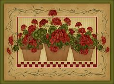 Primitive Note Cards Geranium Americana Flag Window Brown Kraft w// envelopes