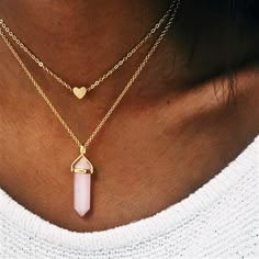 Flor De Loto encanto grano de cuarzo rosa 18/" plateado plata collar curación Zen