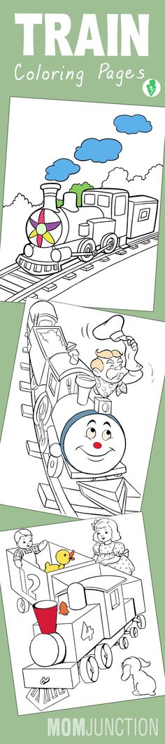 three trains print color fun free printables coloring pages
