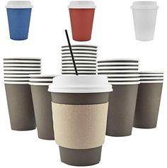 Dixie To Go Disposable Paper Cups and Lids, 14 Count, 12 Ounce Coffee Cups; Designs May Vary Pack of 2 Dixie To Go Disposable Paper Cups and Lids, 14 Count, 12 Ounce Coffee Cups; Designs May Vary Pack of 2