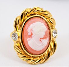 SMALL CAMEOS Victorian Style Faces Gold Craft Buttons Antique Vintage Tiny Lady