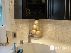 91 Best Mother Of Pearl Tiles By Tile Circle Images On Pinterest The Natural Varied Mother Of Pearl Backsplash By Tile Circle Really Pops With These Dark