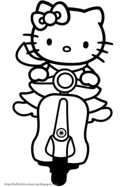 HELLO KITTY COLORING PAGES Hello Kitty Driving A Vespa