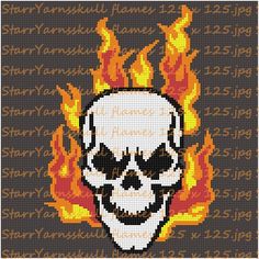 FLAMING DEATH CROSS STITCH CHART BN!