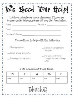 sample volunteer sign up sheet