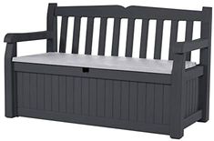 Keter 60 Gallon Storage Bench and Tool Box Organizer for Outdoor Garden Decor Ivory Deck and Patio Furniture