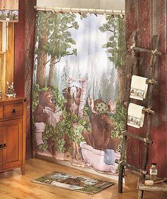 country curtains | Country Moose and Bear 5 Piece Bath Set, cabin ... country curtains | Country Moose and Bear 5 Piece Bath Set, cabin ...