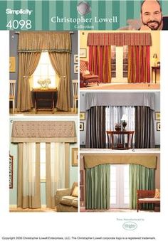 23 Best Christopher Lowell Designer Inspiration Images Valances And Drapery Panels Sewing Pattern 4098 Simplicity Christopher Lowell Collection Mccalls Patterns