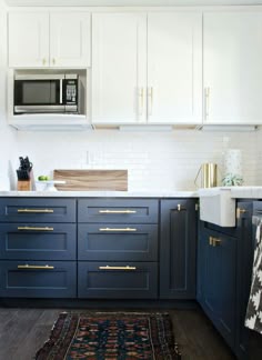Kitchen Cabinets Two Colors two toned blue and white kitchen paint color. deep space Kitchen Cabinets Two Colors two toned blue and white kitchen paint color. deep space