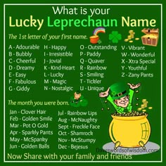 what is your leprechaun name holidayz st patrick what is your leprechaun name chart
