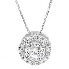 Clara Pucci 2.20 CT Brilliant Round Cut Simulated Diamond 14K Yellow Gold Solitaire Pendant Box Necklace 16 Chain