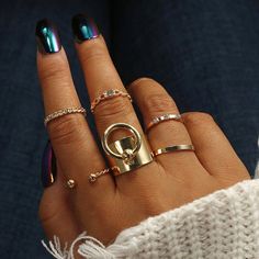 4PCS Midi Doigt Anneau Set Argent Plaqué or Stack Above Knuckle Band Punk Anneaux