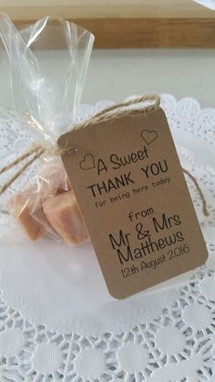 Wedding Favor Hugs And Kisses But In The Little Brown Bo Items Similar To Homemade Vanilla Fudge Wedding Favours With Personalised Tag On Etsy