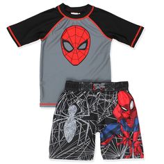 UPF 50 Toddler//Little Kid//Big Kid Marvel Avengers Boys Swim Trunks and Rash Guard Set Sun Protection