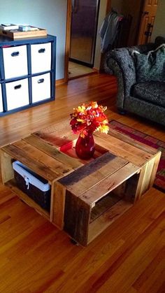 our diy wood crate coffee table! how we did it: we used 4 wood our diy wood crate coffee table! how we did it: we used 4 wood