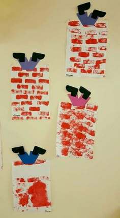 santa in chimney artwork Christmas Art Projects, Classroom Crafts