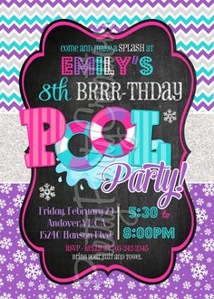 winter pool party invitations