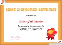 most improved certificate template free