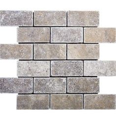 Anatolia Tile Silver Crescent Subway Mosaic Travertine Wall Parvatile Tumbled Brick 2 X 4 Stone Mosaic Tile