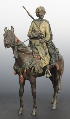 Eastern Arab Man Art Horse With Woman Bronze Sculpture Scene Bronze Decor Deal