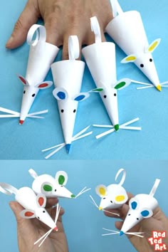 How to make a Paper Mouse Finger Puppet - super quick and easy Paper Mice Finger Puppets (or even a paper rat craft!), explore circles and semi circles to make this quick and cute craft! #paper #papercrafts #mouse #mice #yearoftherat #2020