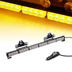 36/" 13 Modes Traffic Advisor Emergency Warning Strobe Light Bar Kit Amber