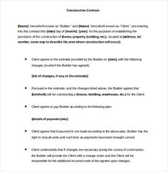 construction contract sample 8 construction contract template simple contract format
