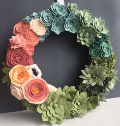 Felt Flowers Felt Wreath Mini Wreath Home Decor Floral Decor Nursery Decor Bathroom Decor Wreath Wall Decor Flower Wreath