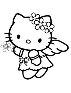 Angel Hello Kitty Coloring Page