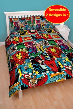 DISNEY MARVEL COMICS Marvel Comics Retro Junior Bed Bundle Polyester-Cotton Multicolour Single 4 in 1