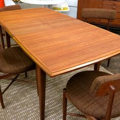 large vintage danish teak dining table, refinished, with pull-out large vintage danish teak dining table, refinished, with pull-out
