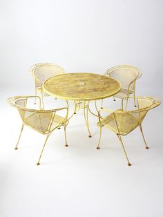39 Best Expanded Metal Images On Pinterest Enterprise Architecture A Vintage Patio Table And Four Chairs The Yellow Metal Mesh Set Features Vine Patterns On Backs Of Round Center