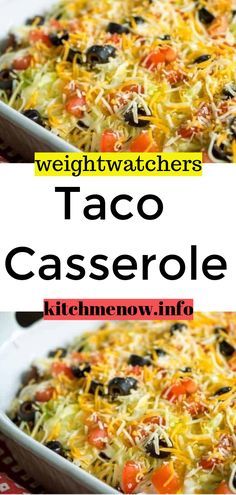 Ingredients: 1 lb ground skinless chicken breast 1/2 c onions, chopped 1/2 c bell peppers, chopped 1 clove garlic 1 pkg taco seasoning mix 8 ozs taco sauce 1 c fat-free sour cream 1 c fat-free cottage cheese 1 c low-fat tortilla chips, whole or broken up 1 c low-fat cheddar cheese, shredded 3/4 c salsa #weightwatchers #recipes #yummy #skinny #smartpoints #taco #casserole